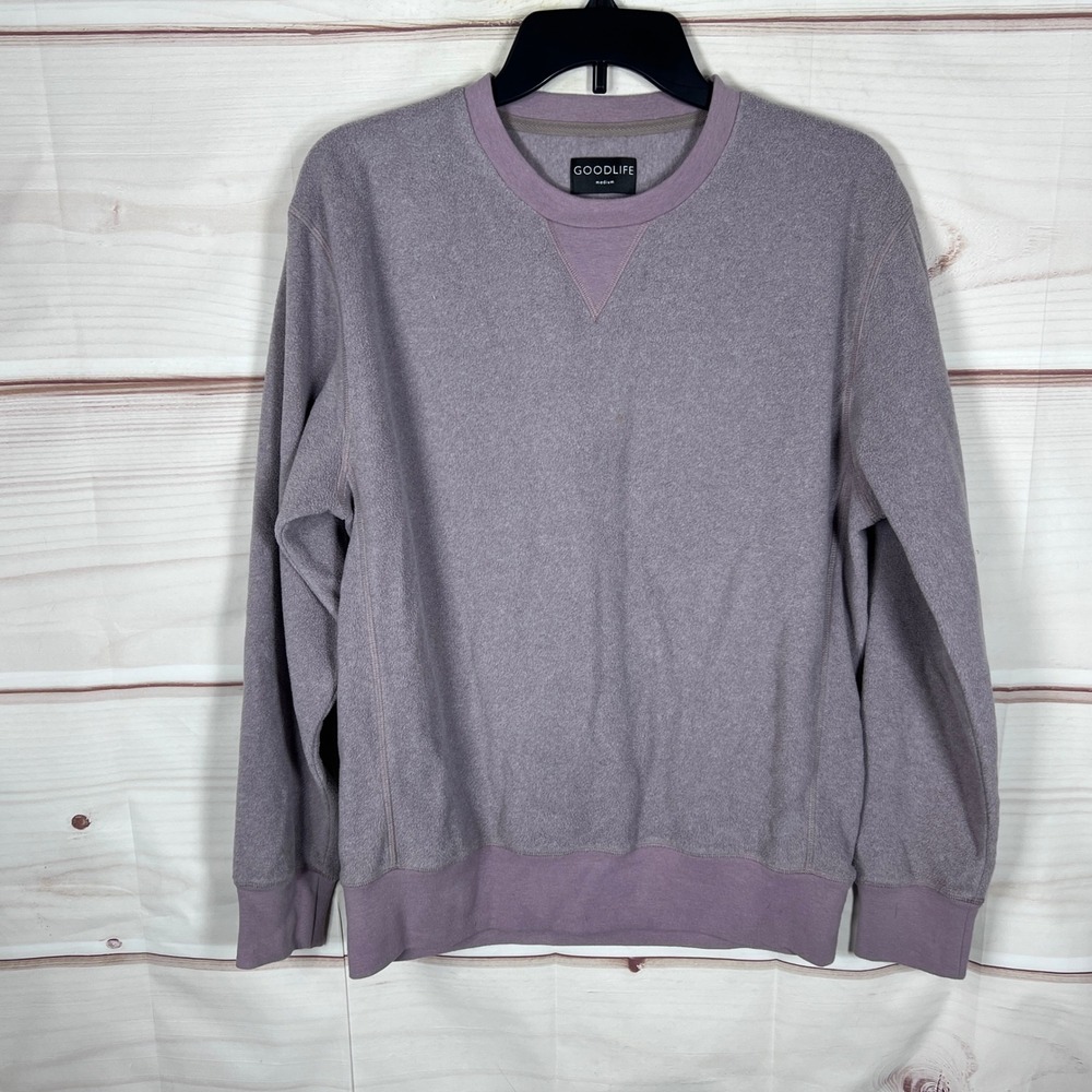 Goodlife Sweatshirt Mens Medium Purple Crewneck Fleece Polyester Pullover Casual